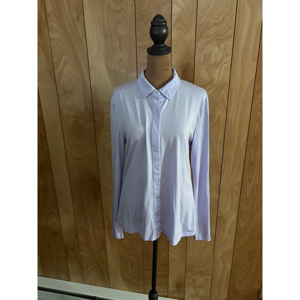 LOFT Womens Lavender Purple Long Sleeve Button Down Shirt Size M